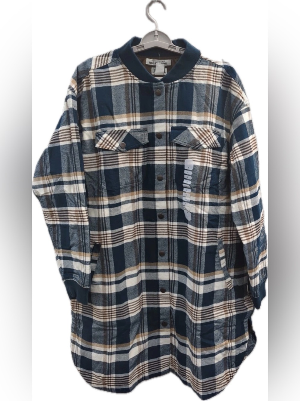 NWT Duluth Folklore Flannel Insulated Duster Green White Women’s Size Medium